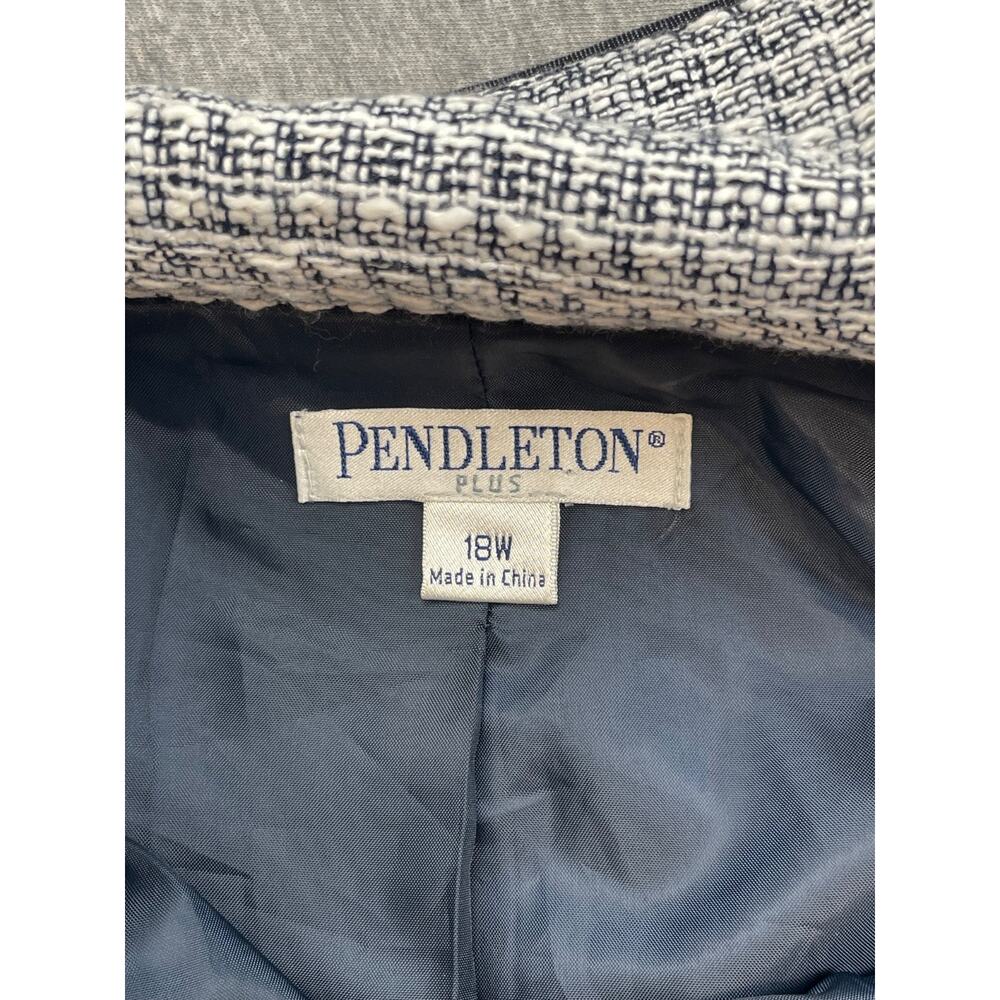 Pendleton Trench Coat Womens 18W Blue White Long Sleeve Lined - Picture 5 of 8
